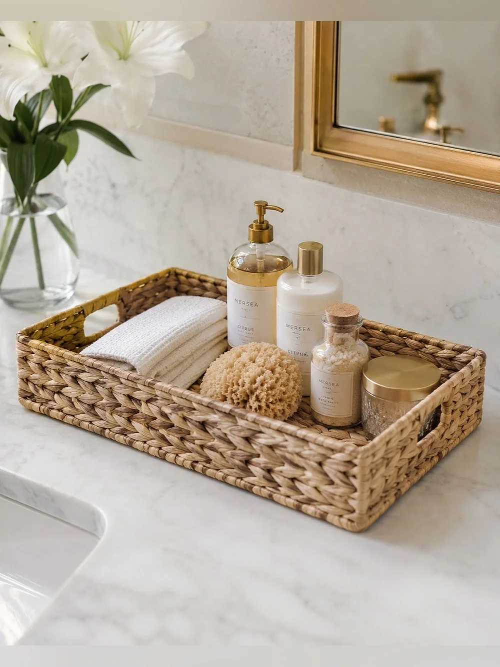NTW HARRY & DAVID Sturdy Water Hyacinth Woven Storage Tray Basket #0701261